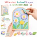 Flower Wooden Puzzle Set size and dimensions