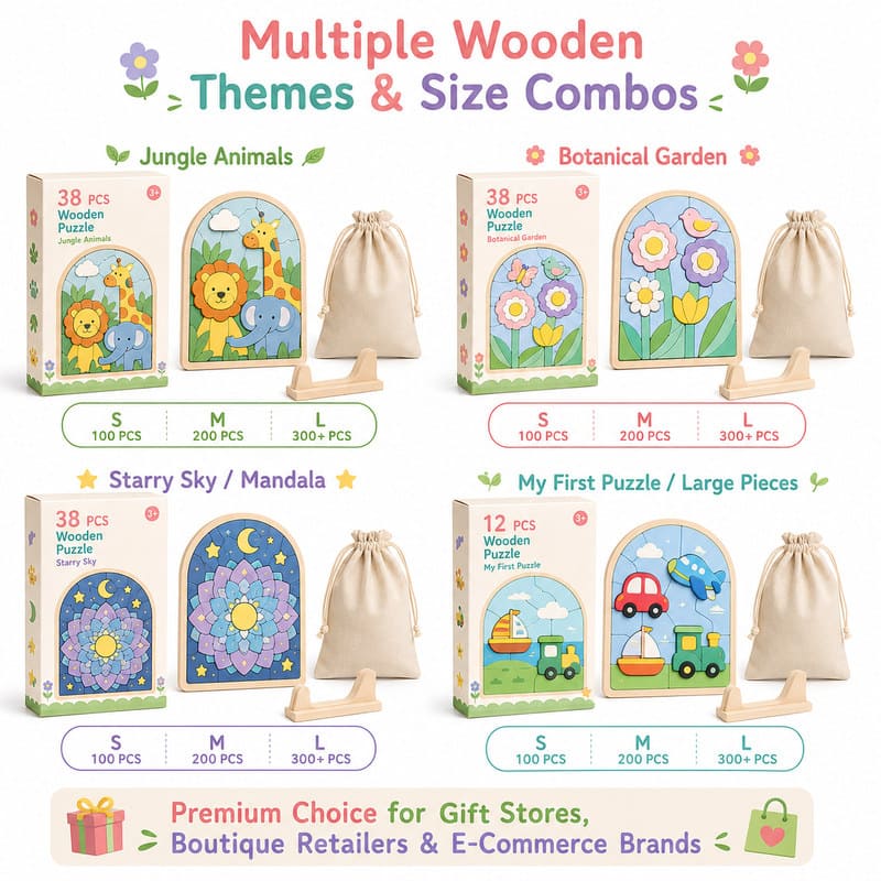 Flower Wooden Puzzle Set custom artwork detail