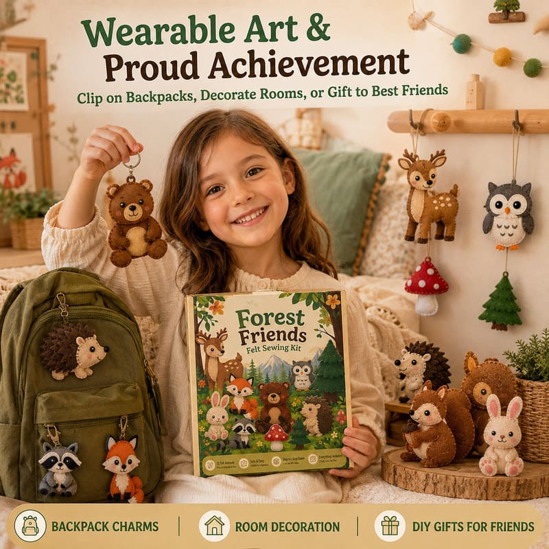 Forest Friends Felt Sewing Kit workmanship detail