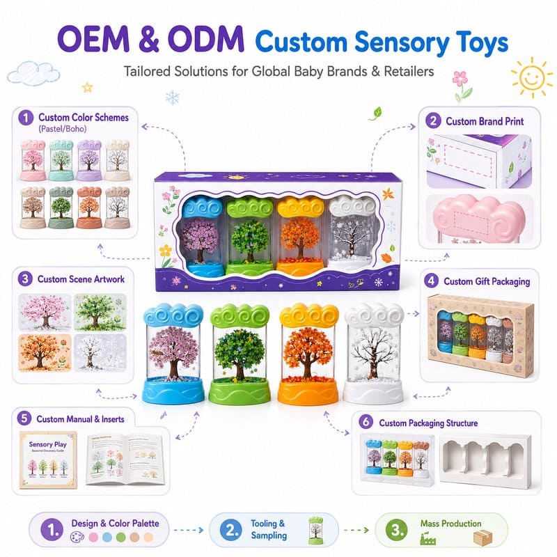Four Seasons Sensory Tree Tube Set clay and sand material detail