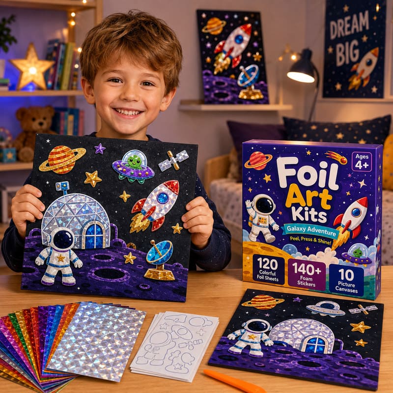 Galaxy Adventure Foil Art Kit finished craft example