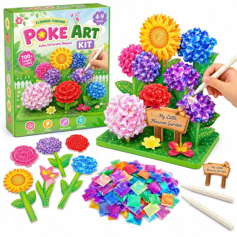 Garden Flowers Poke Art Kit front view