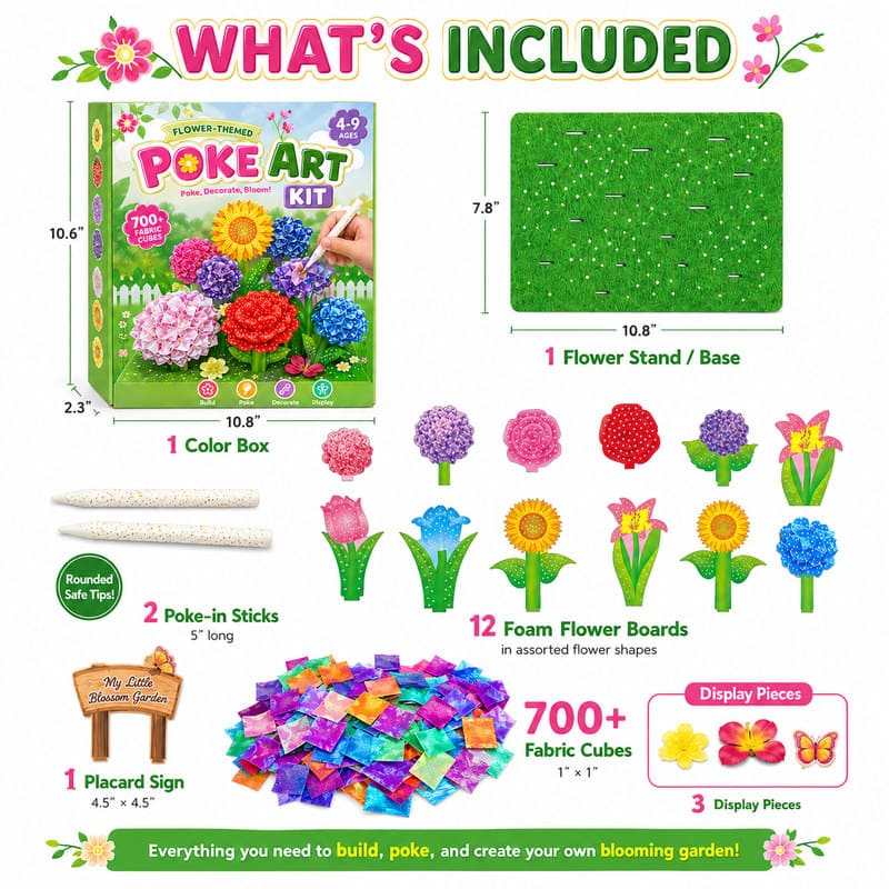Garden Flowers Poke Art Kit activity step detail