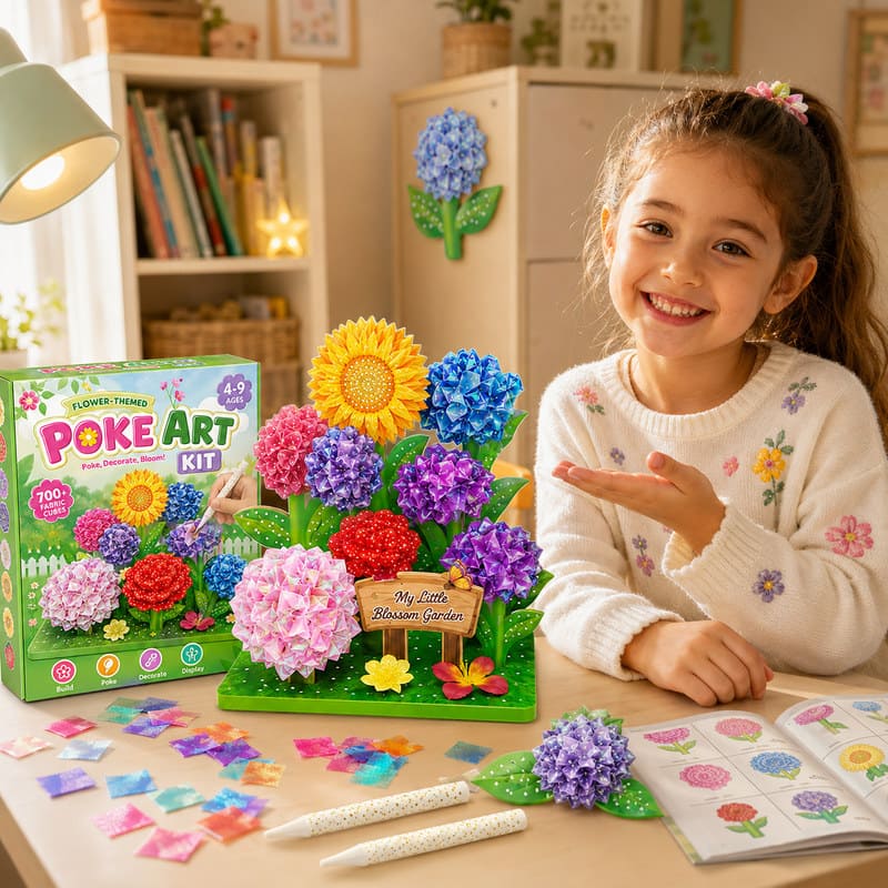 Garden Flowers Poke Art Kit kit contents view