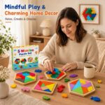 Geometric Wooden Shape & Tangram Puzzle Set completed puzzle view