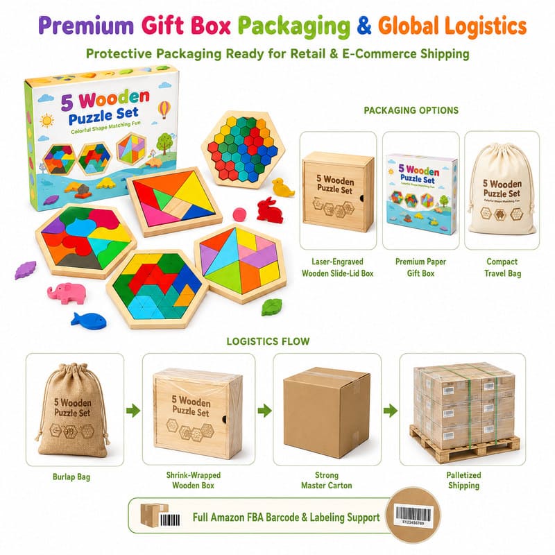 Geometric Wooden Shape & Tangram Puzzle Set piece shape detail