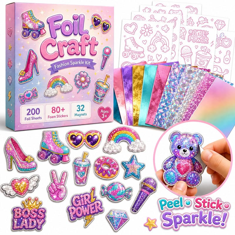 Girls Sparkle Foil Sticker Kit front view