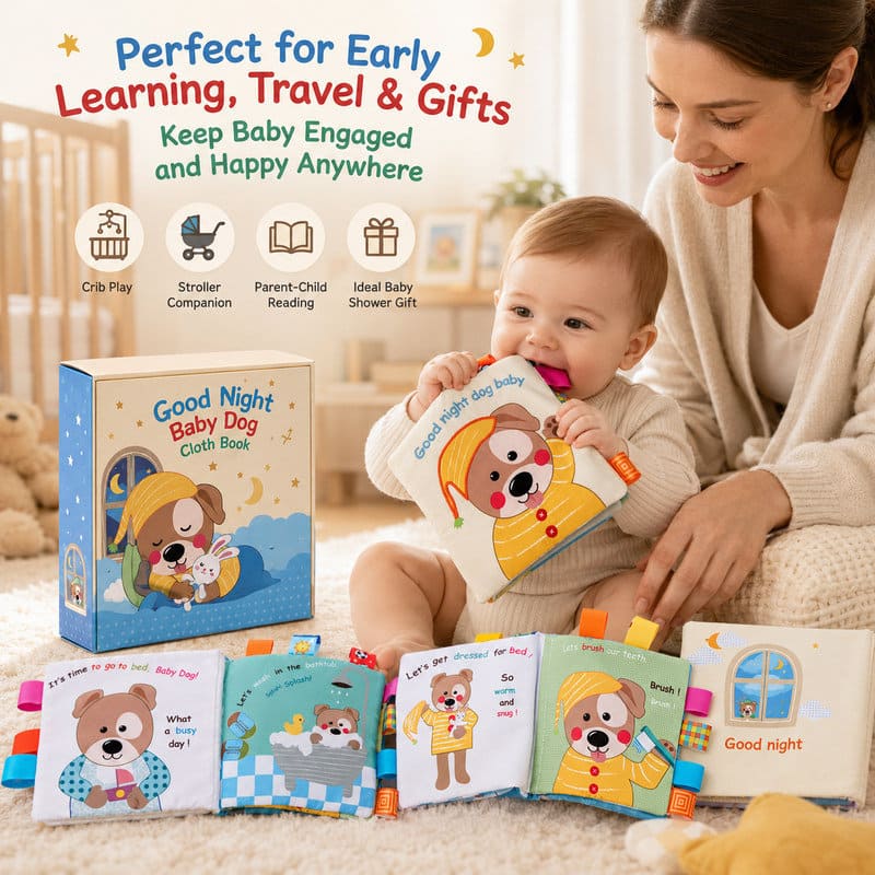 Good Night Puppy Baby Soft Cloth Book construction detail