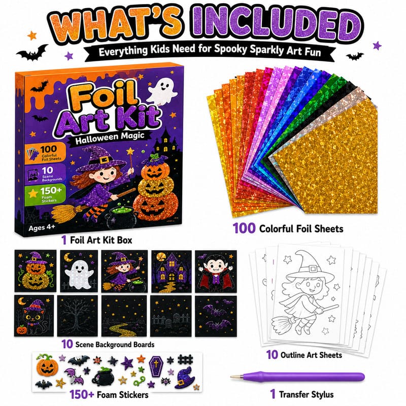 Halloween Foil Art Kit kit contents view