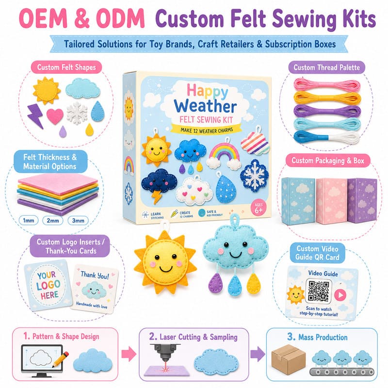 Happy Weather Felt Sewing Kit yarn and material detail