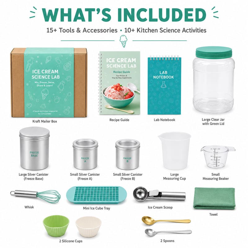 Ice Cream Science Lab Kit puzzle pieces and layout view