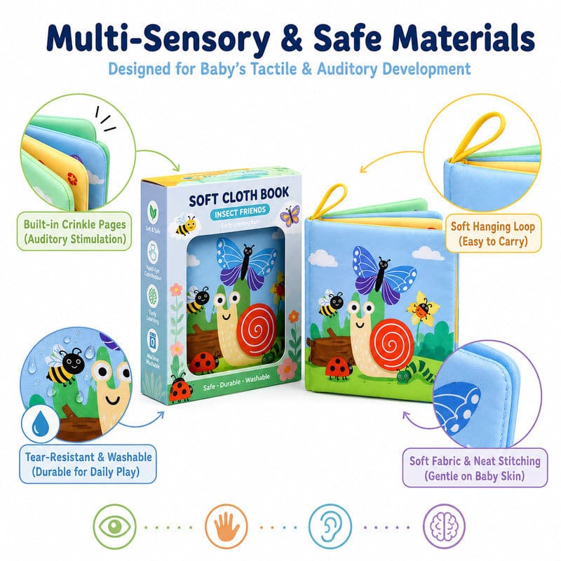 Insect World Baby Soft Cloth Book size and dimensions