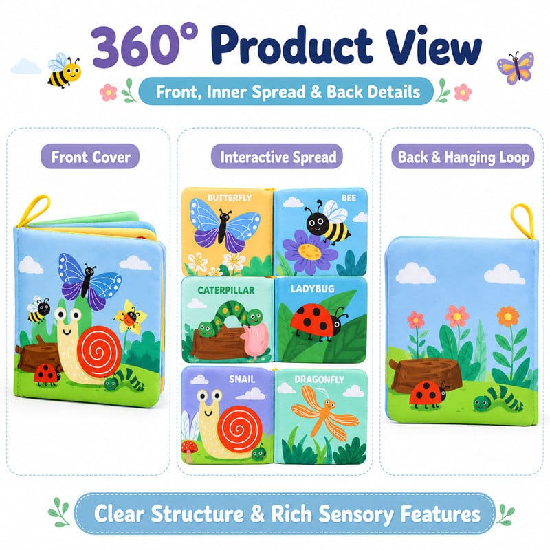 Insect World Baby Soft Cloth Book set contents view