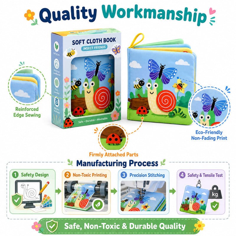 Insect World Baby Soft Cloth Book waterproof material detail