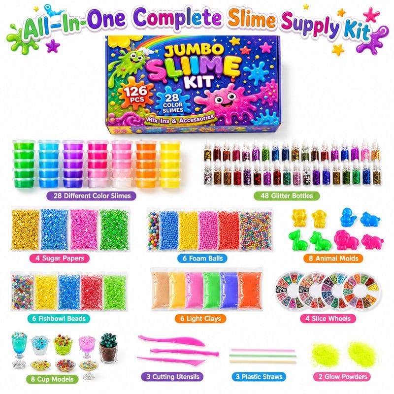 Jumbo 126-Piece Slime Kit kit contents view