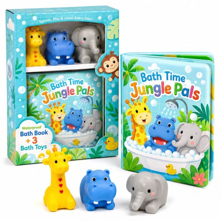 Custom Jungle Pals Bath Book & Bath Toy Set – Waterproof Baby Set product image