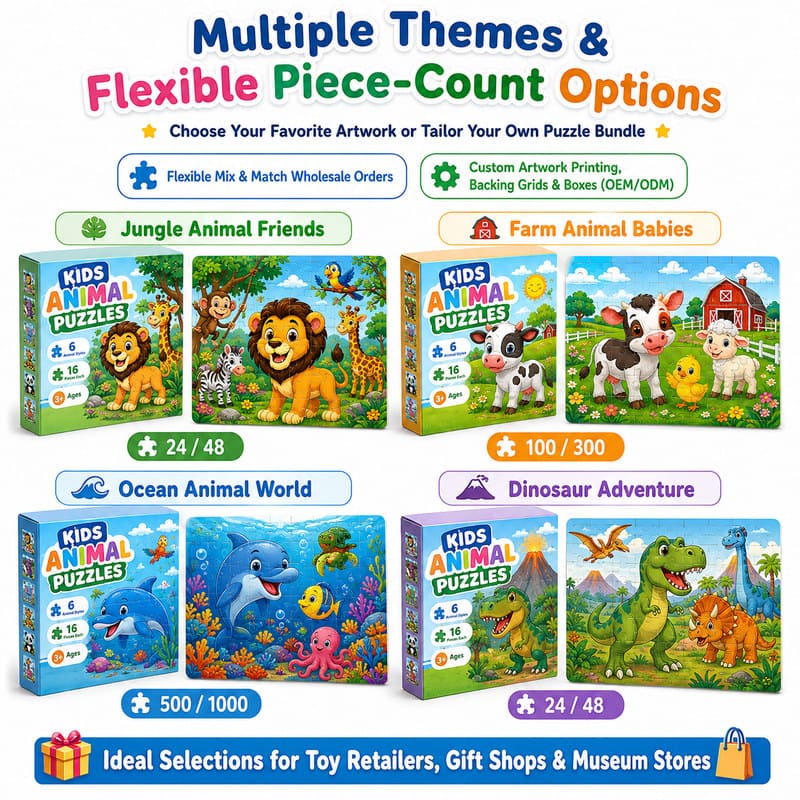 Kids Animal Paper Puzzle Set custom artwork detail