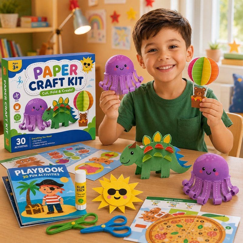 Kids Paper Craft Activity Kit finished craft example