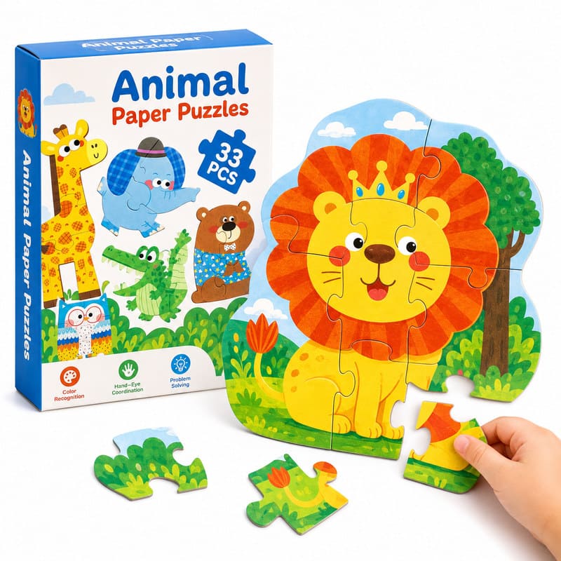 Lion Shaped Animal Paper Puzzle front view