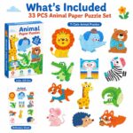 Lion Shaped Animal Paper Puzzle puzzle pieces and layout view