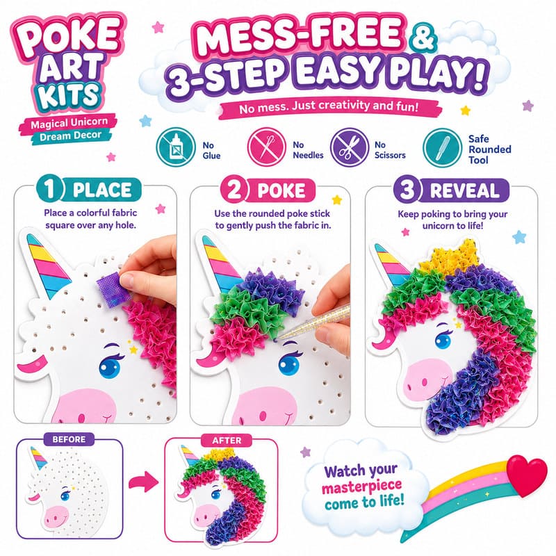 Magical Unicorn Poke Art Kit size and dimensions