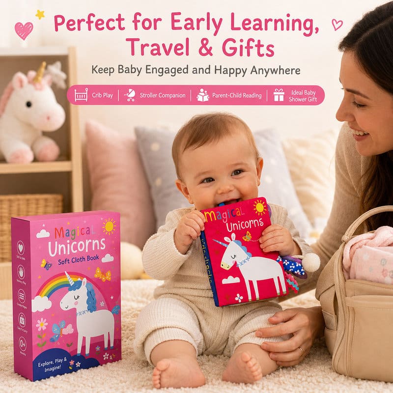 Magical Unicorns Baby Soft Cloth Book construction detail