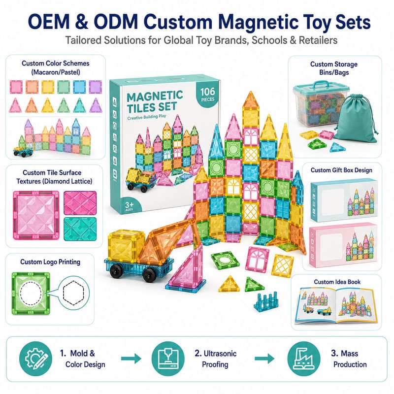 Magnetic City Tiles Building Set board and material detail