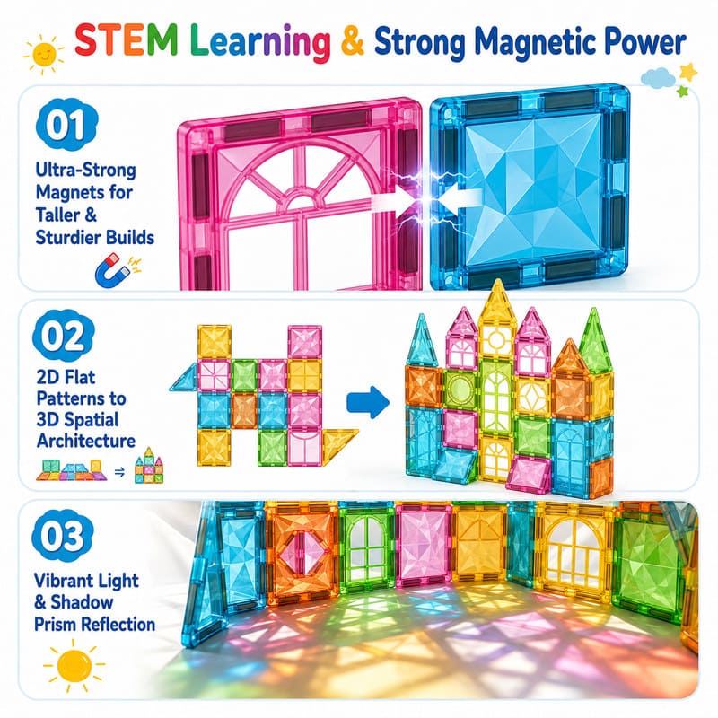Magnetic City Tiles Building Set size and dimensions