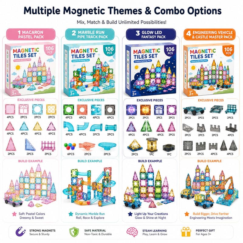 Magnetic City Tiles Building Set custom artwork detail