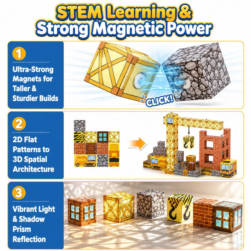 Magnetic Construction Blocks City Set size and dimensions