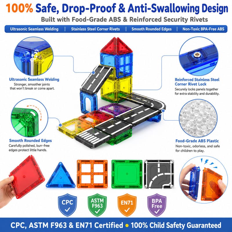 Magnetic Road Tiles Playset printing detail