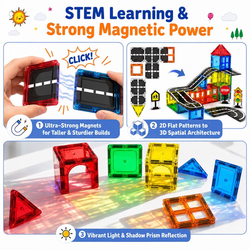 Magnetic Road Tiles Playset size and dimensions