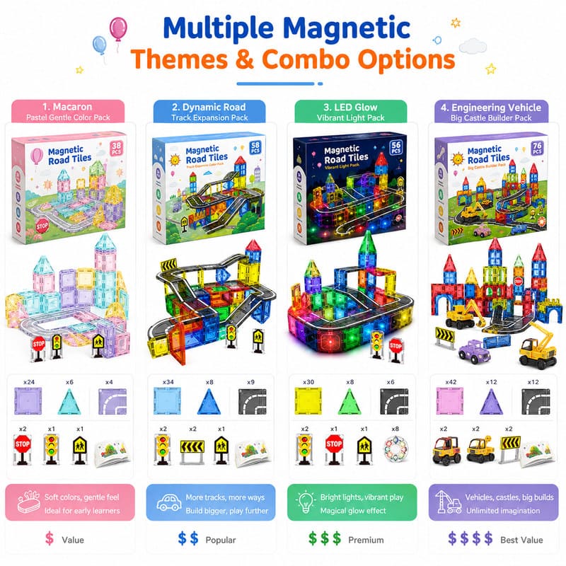 Magnetic Road Tiles Playset custom artwork detail