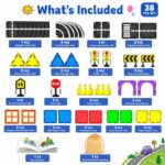 Magnetic Road Tiles Playset puzzle pieces and layout view