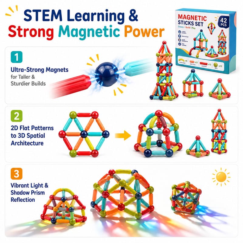 Magnetic Sticks and Balls Creative Set size and dimensions
