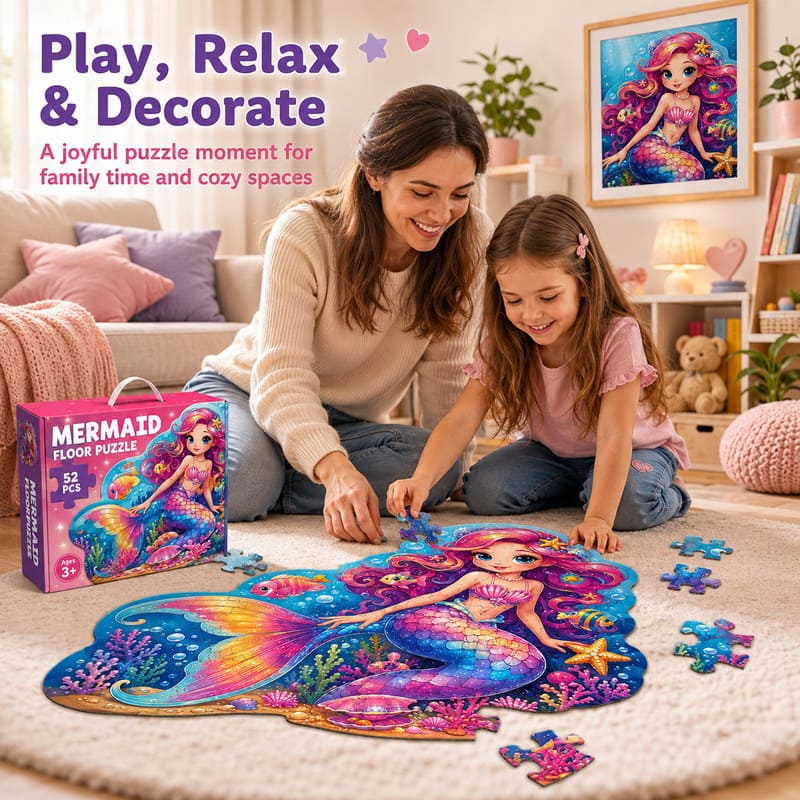 Mermaid Paper Puzzle completed puzzle view