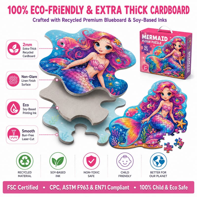 Mermaid Paper Puzzle board and material detail