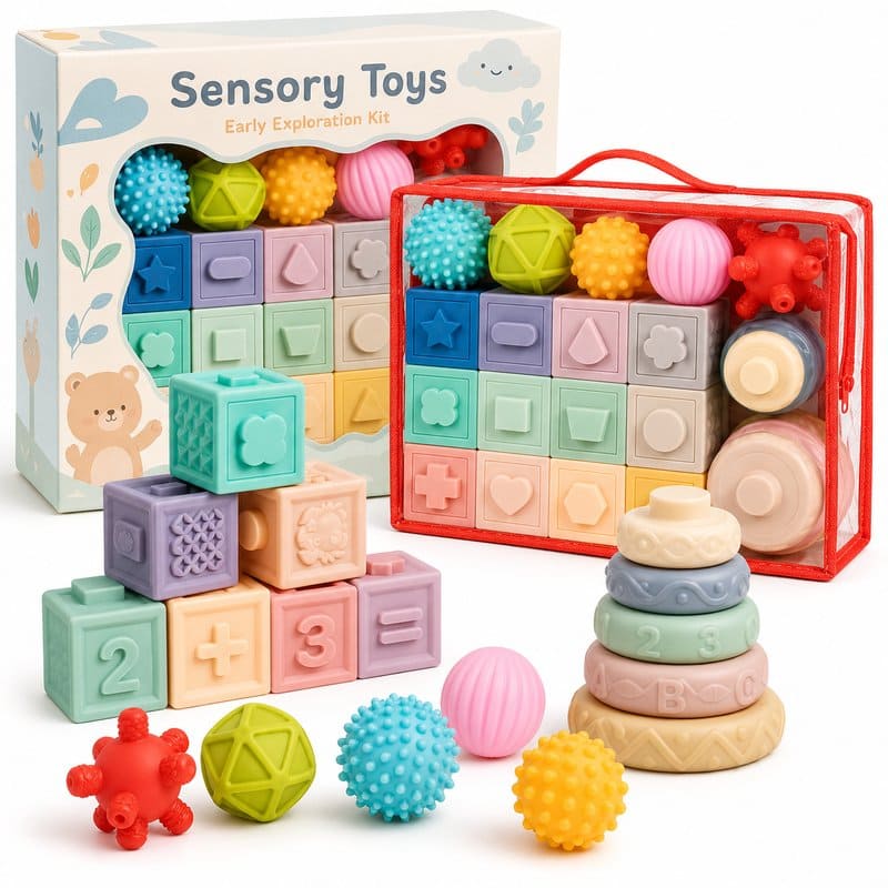 Montessori Sensory Blocks Activity Set front view