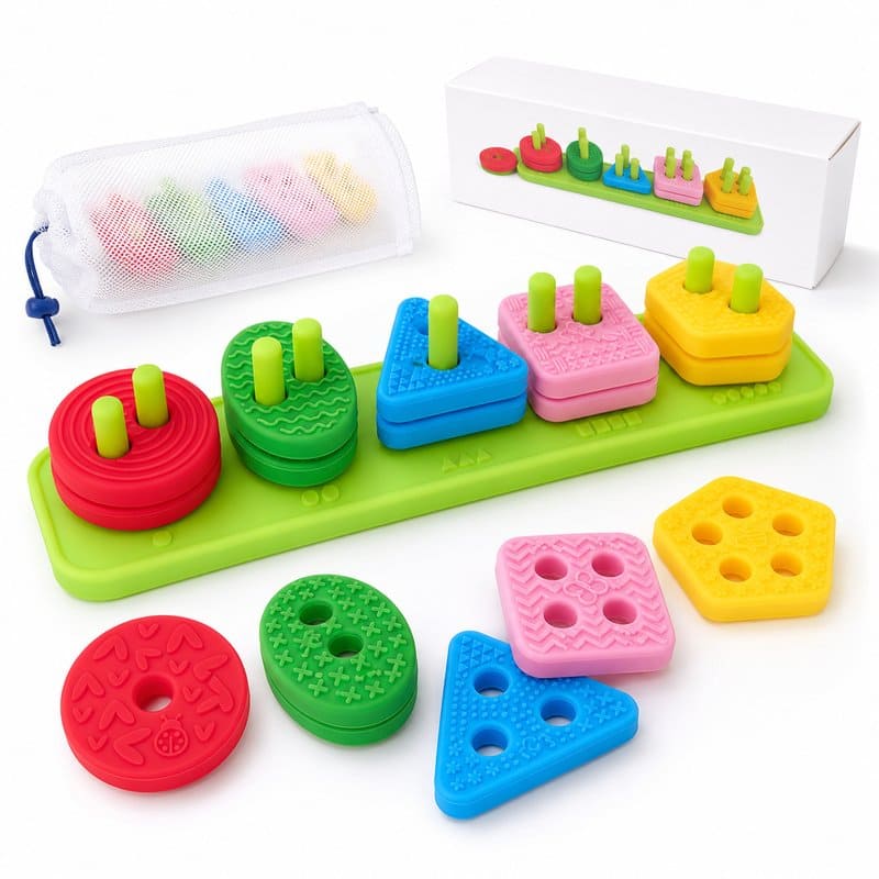 Montessori Silicone Shape Stacking Toy front view