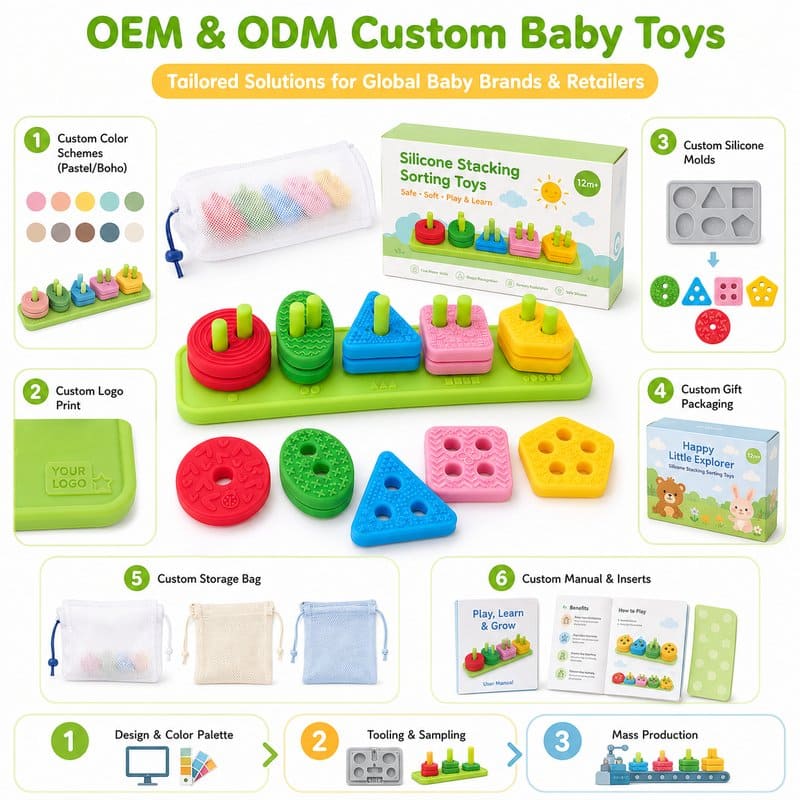 Montessori Silicone Shape Stacking Toy clay and sand material detail