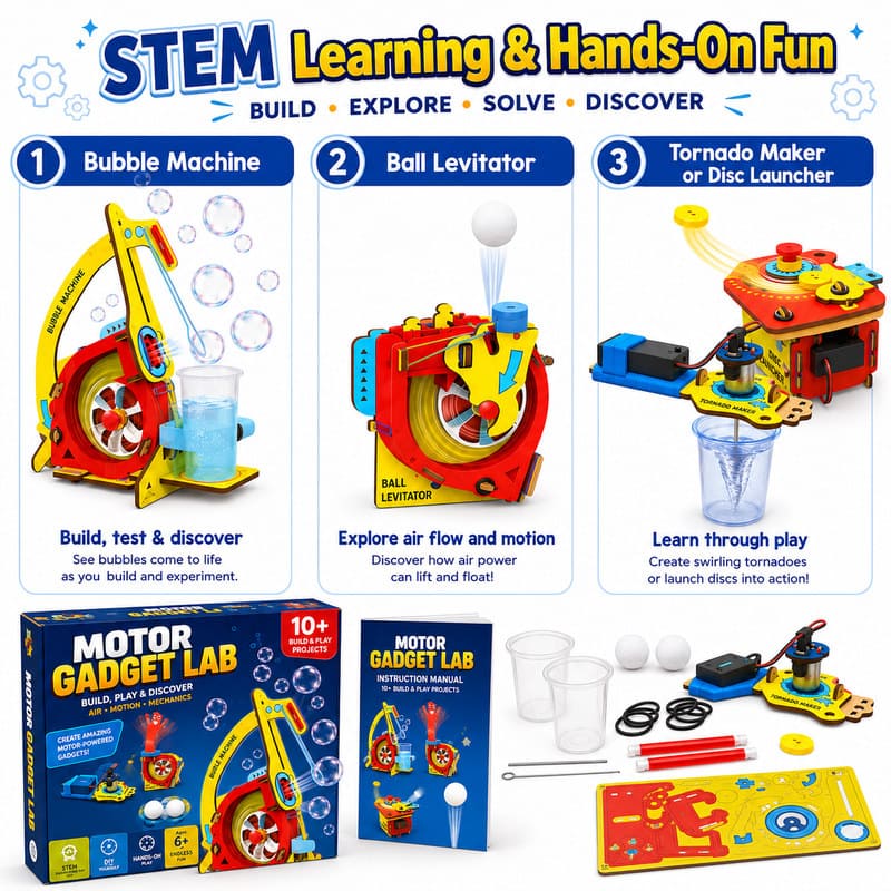 Motor Gadget Engineering Science Kit size and dimensions