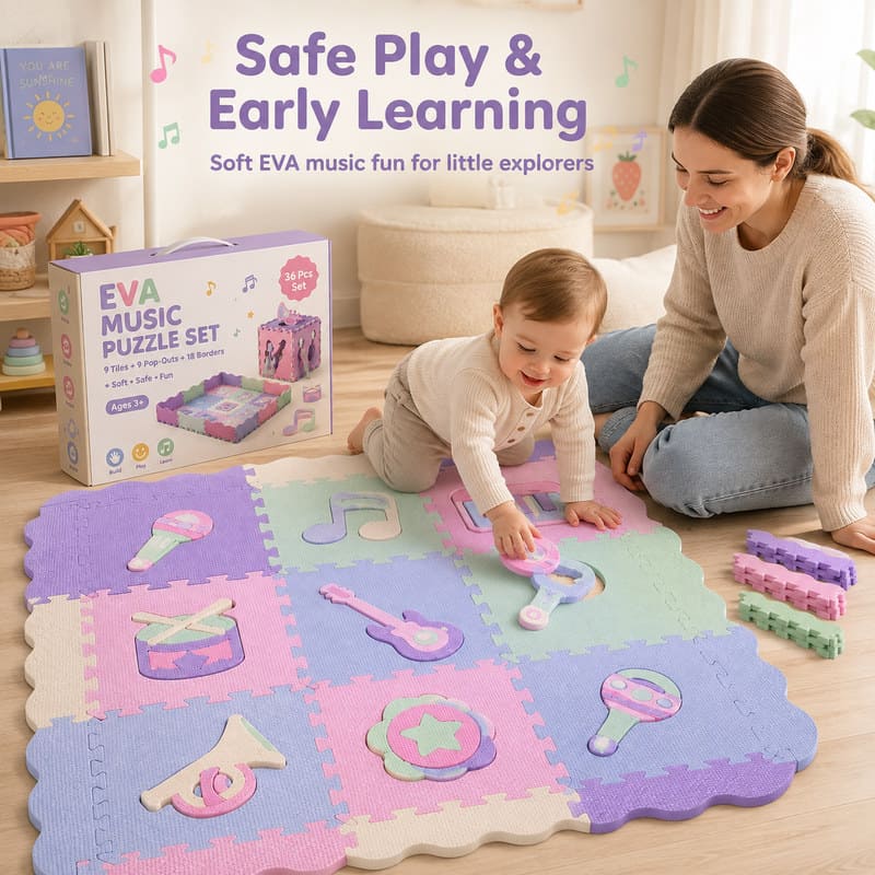 Music Theme EVA Foam Puzzle Set completed puzzle view