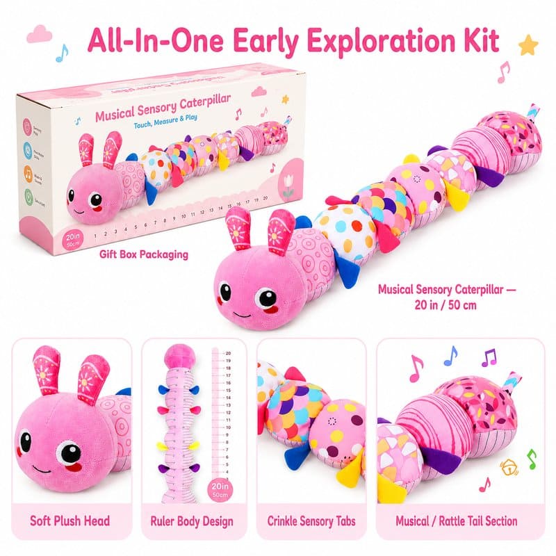 Musical Sensory Caterpillar Toy kit contents view