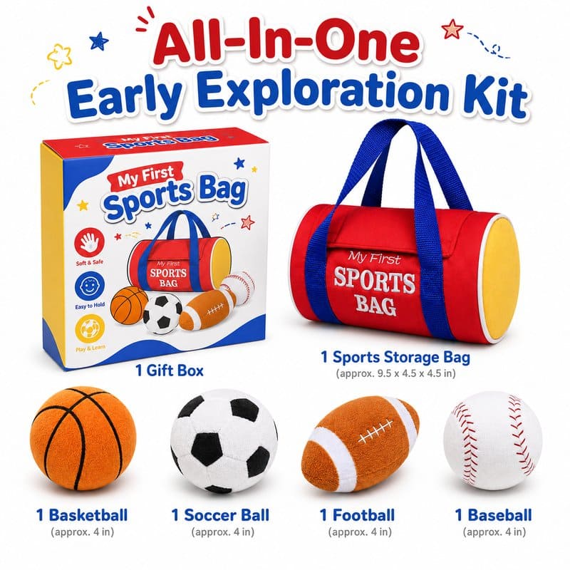My First Sports Bag Sensory Toy Set kit contents view