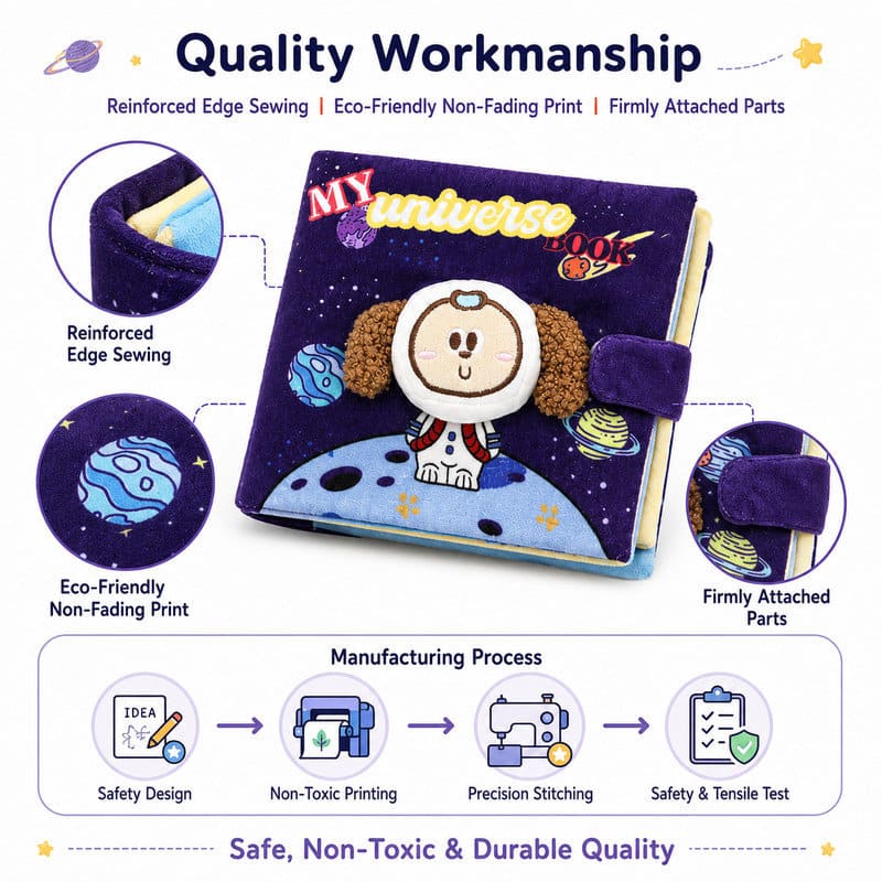 My Universe Interactive Cloth Activity Book waterproof material detail