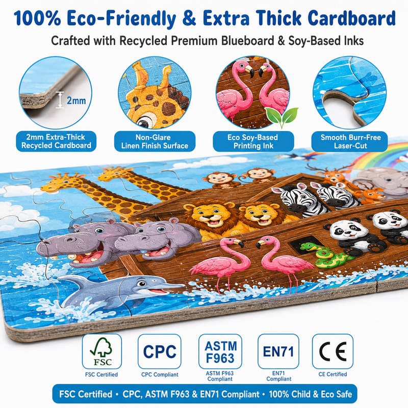 Noahs Ark Floor Paper Puzzle printing detail