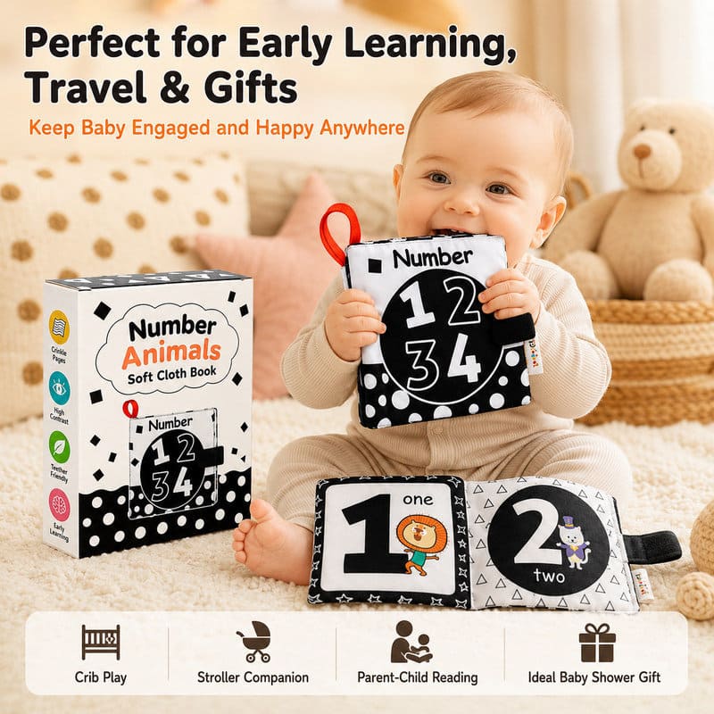 Number Animals Cognitive Cloth Book construction detail