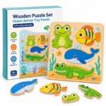 Ocean Animal Wooden Puzzle Board front view