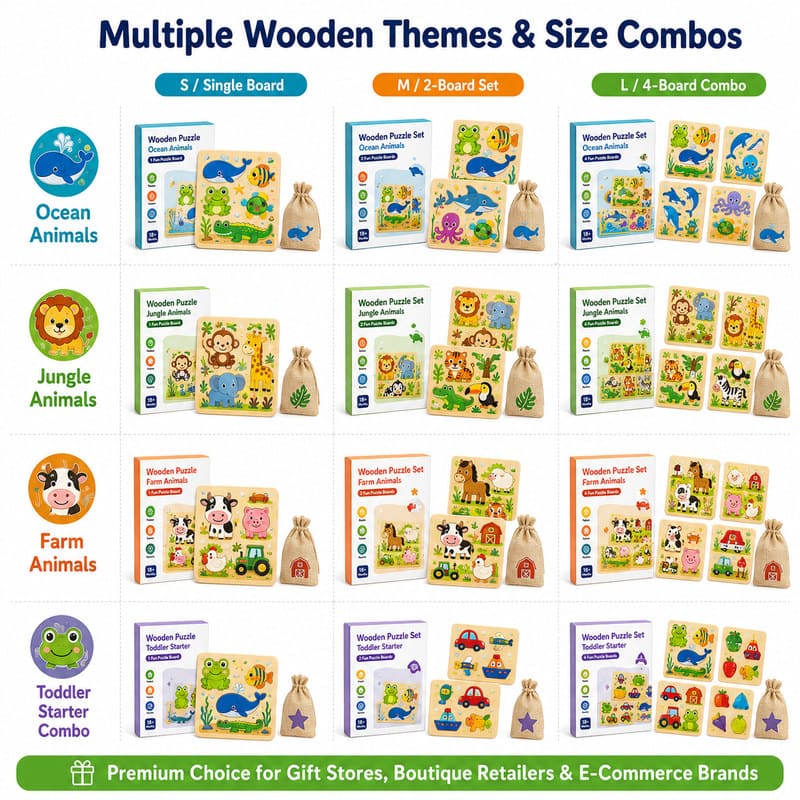Ocean Animal Wooden Puzzle Board custom artwork detail