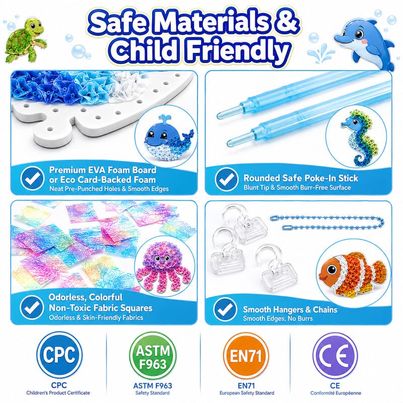 Ocean Animals Poke Art Kit tools and accessories detail